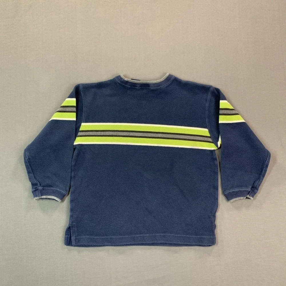 Gap Sweater Kids XS Blue Stripe Cotton Knit Crew Neck Long SLV Pullover